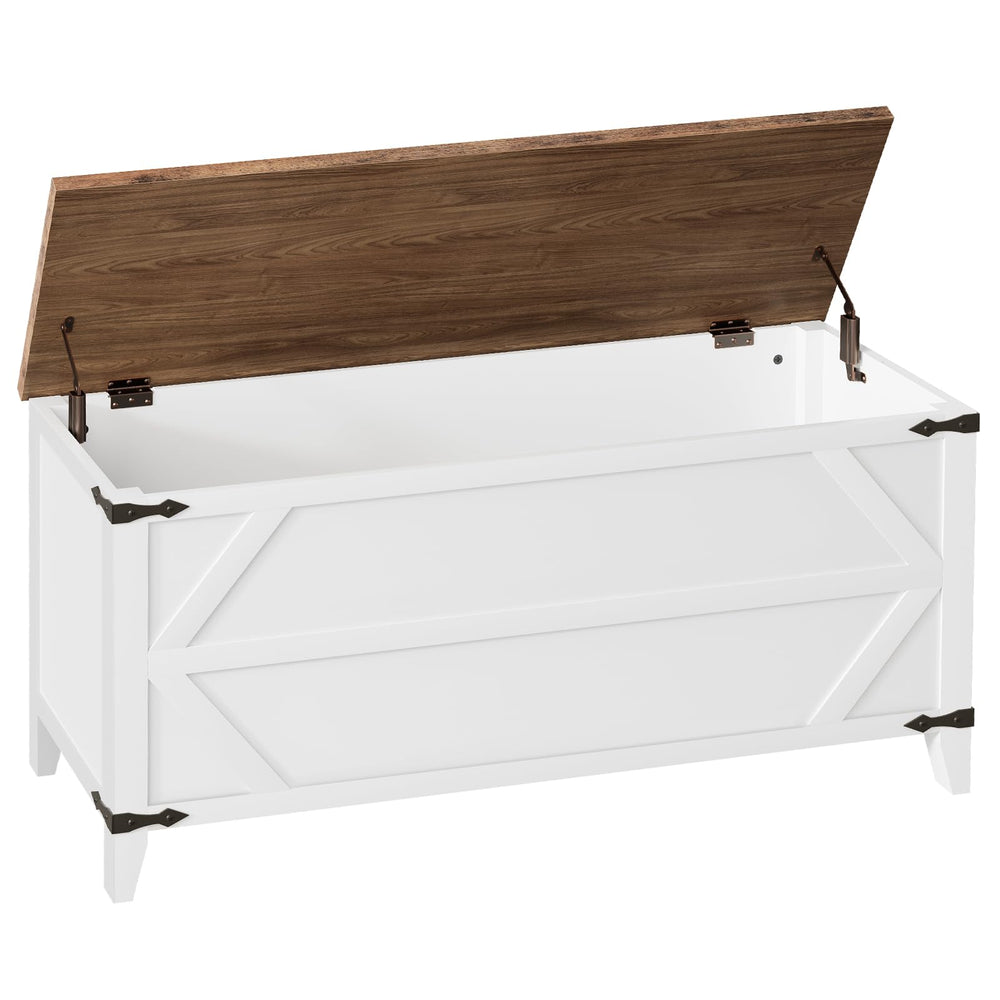 Farmhouse Toy Box Storage Bench with Safety Hinges – 47.2" Wooden Chest