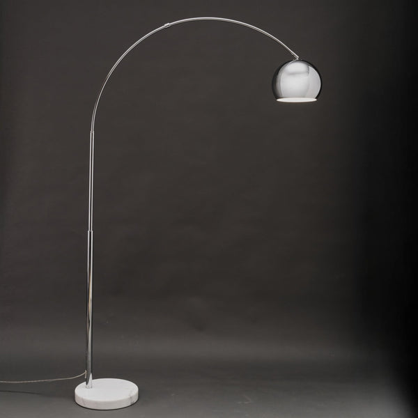 Arc Floor Lamp with Marble Base – Chrome
