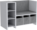 Kids Reading Nook Bench with Bookshelf and Storage Organizer