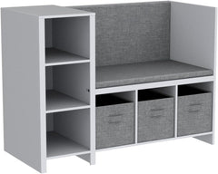 Kids Reading Nook Bench with Bookshelf and Storage Organizer