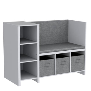 Kids Reading Nook Bench with Bookshelf and Storage Organizer