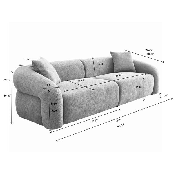Modern Sectional Sofa 3-Seater with Curved Armrests