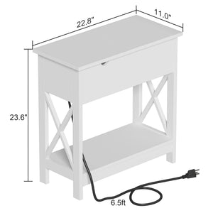 End Table with Charging Station & Flip-Top Drawer