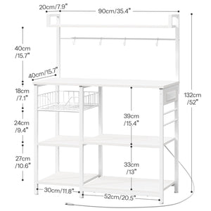 Baker's Rack with Power Outlets & Mesh Basket