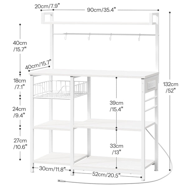 Baker's Rack with Power Outlets & Mesh Basket