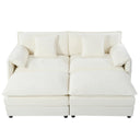 Modular Sectional Sofa with Ottomans & Pillows – Beige