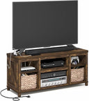 3-Tier Farmhouse TV Stand with USB Ports & Power Outlets