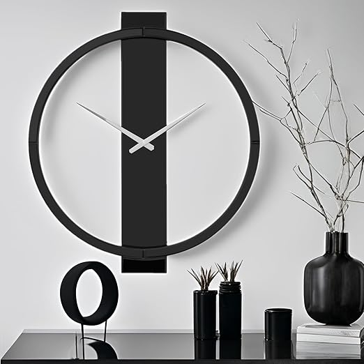 Large Mirror Wall Clock with Round Glass Face
