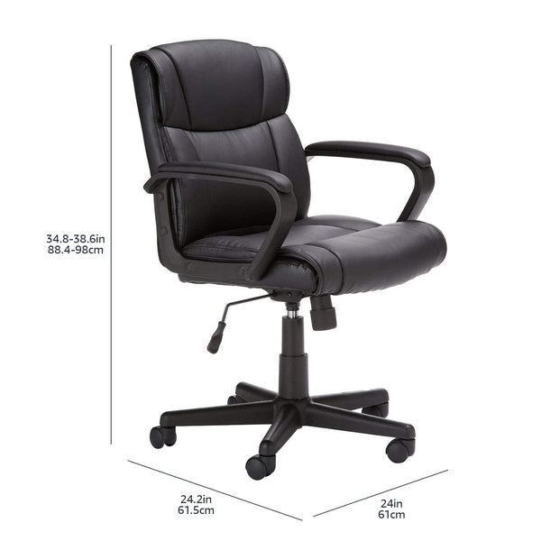 Mid-Back Adjustable Office Chair with Padded Armrests