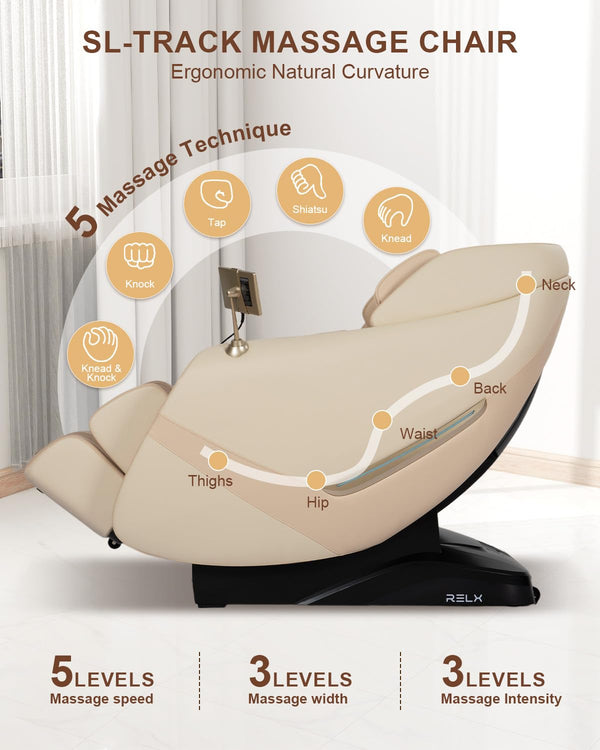 Full Body Zero Gravity Massage Chair – SL-Track, AI Control, Shiatsu, Beige