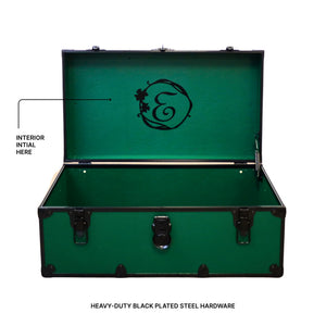 Green & Black Storage Trunk with Monogram – 30"x17"x13" Footlocker