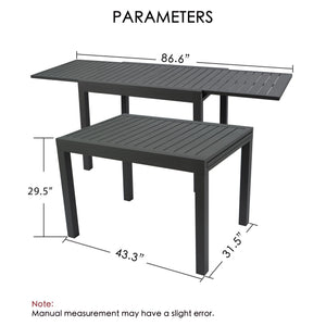 Expandable Aluminum Patio Dining Table for 4–6 People