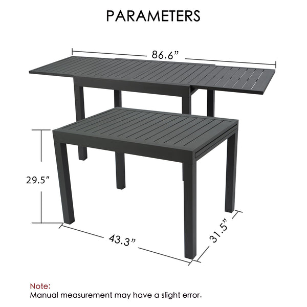 Expandable Aluminum Patio Dining Table for 4–6 People