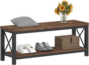 47" Entryway Bench with 2-Tier Shoe Storage