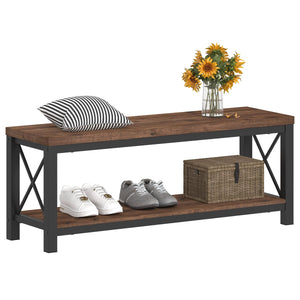 47" Entryway Bench with 2-Tier Shoe Storage