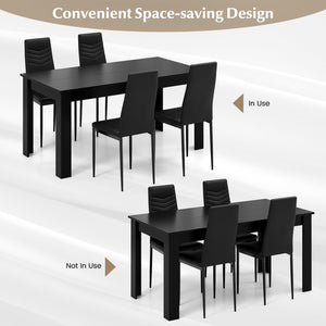 9-Piece Dining Table Set with 8 PVC Leather Chairs – Black