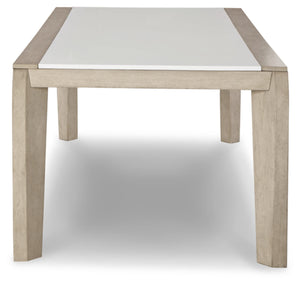 Contemporary Dining Table with Acrylic Insert, White & Beige