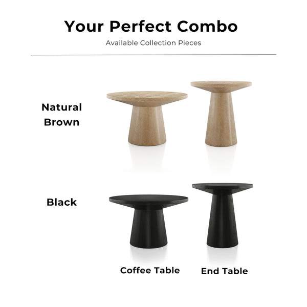 Round Pedestal End Table – Solid Rubberwood