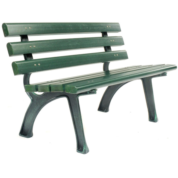 4ft Outdoor Park Bench with Backrest – Green