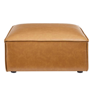 Vegan Leather Sectional Sofa Ottoman – Tan