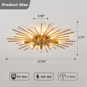 8-Light Semi Flush Mount Sputnik Ceiling Light