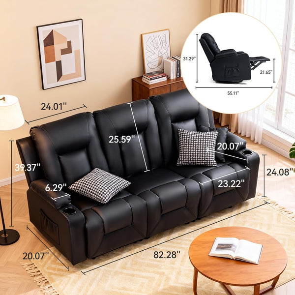 Reclining Sofa Set with Cup Holders – Faux Leather, Multi-Seat Configurations