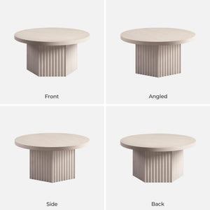 Round Fluted Coffee Table with Storage
