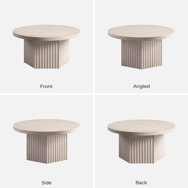 Round Fluted Coffee Table with Storage