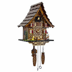 Cuckoo Clock for Wall – 12 Melodies, Night Mode, Handcrafted Wooden House