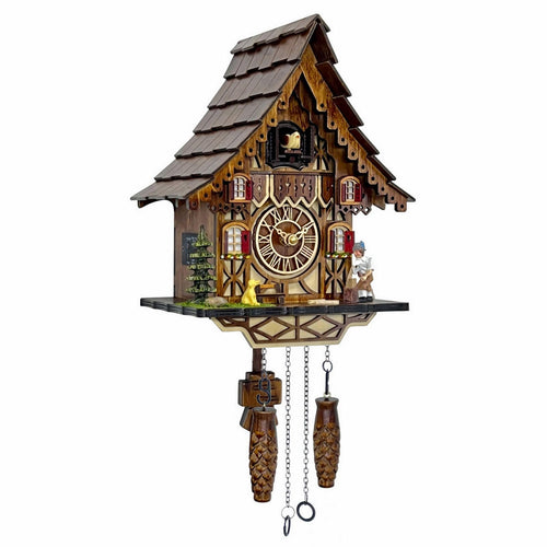 Cuckoo Clock for Wall – 12 Melodies, Night Mode, Handcrafted Wooden House