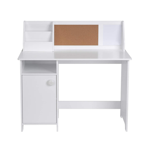 Kids Study Desk with Storage Hutch & Cabinet – Engineered Wood, Ages 3–8, White