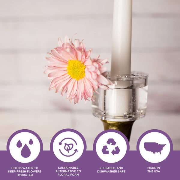 Candle Ring Vases for Taper Candles with Flower Frog Holes