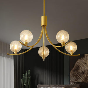 Modern Glass Globe Chandelier – Gold Multi-Light Ceiling Fixture