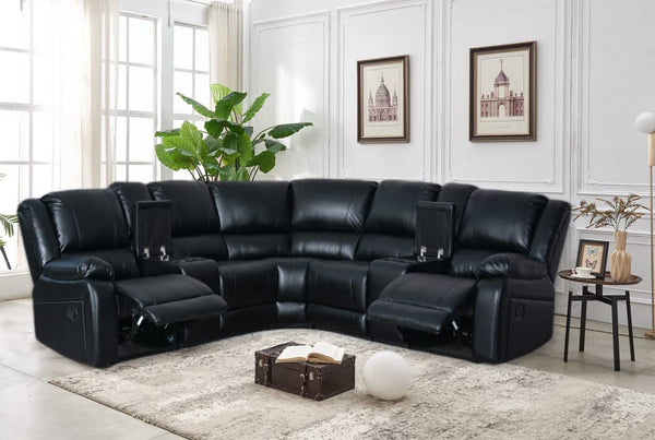 Reclining Sectional Sofa with Cup Holders & Storage