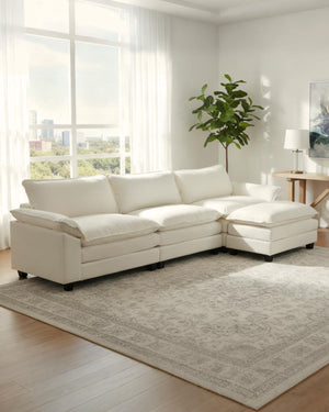 Modular Chenille Sectional Sofa with Ottoman