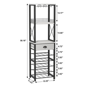 4-Tier Freestanding Wine Rack with Bar Cabinet & Glass Holder