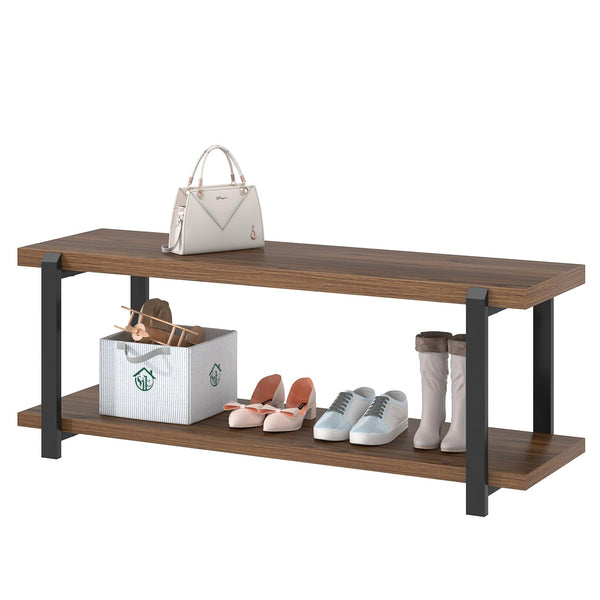 Entryway Bench with Shoe Storage | Wood & Metal Frame | 47 Inch