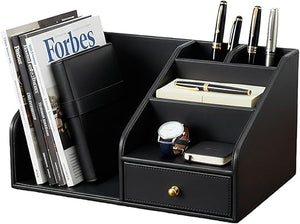 PU Leather Desk Organizer with Drawer