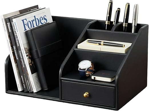 PU Leather Desk Organizer with Drawer