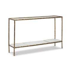 Console Sofa Table with Glass Top & White Marble Shelf