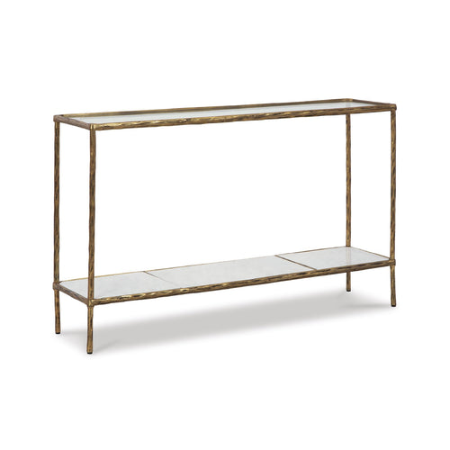 Console Sofa Table with Glass Top & White Marble Shelf