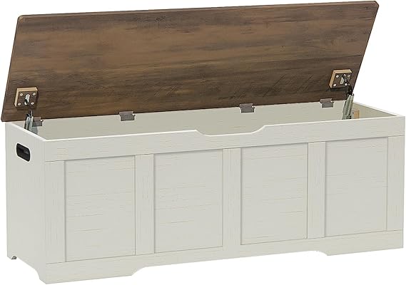 Large Storage Chest with Safety Hinges & Wooden Bench