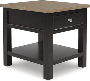 Farmhouse End Table with Drawer and Lower Shelf