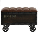 Storage Bench with Castors – Brown Faux Leather