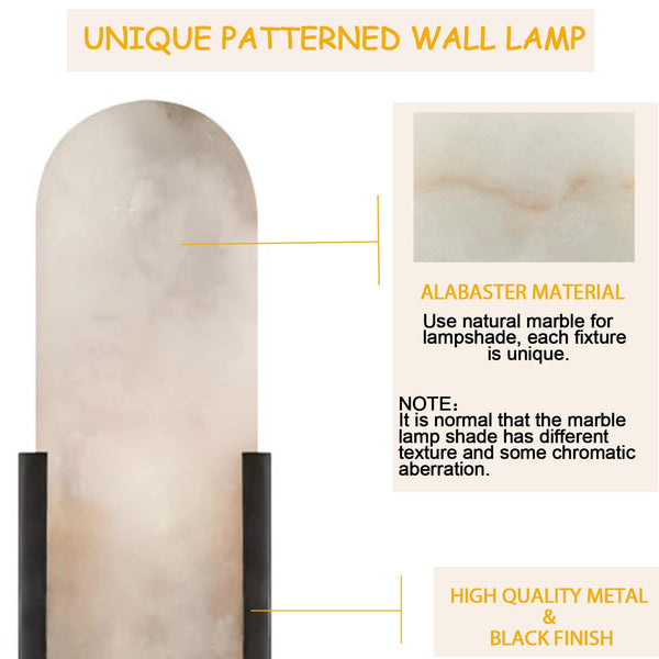 Marble Wall Sconce Light Fixture – 3-Light Candelabra Style