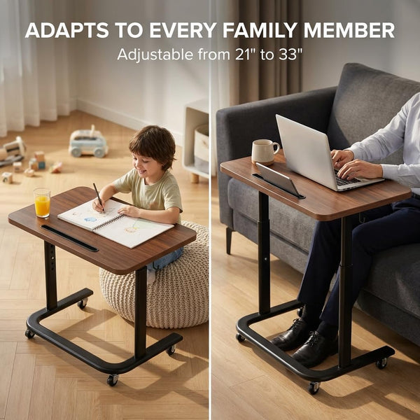 Height Adjustable TV Tray Table on Wheels