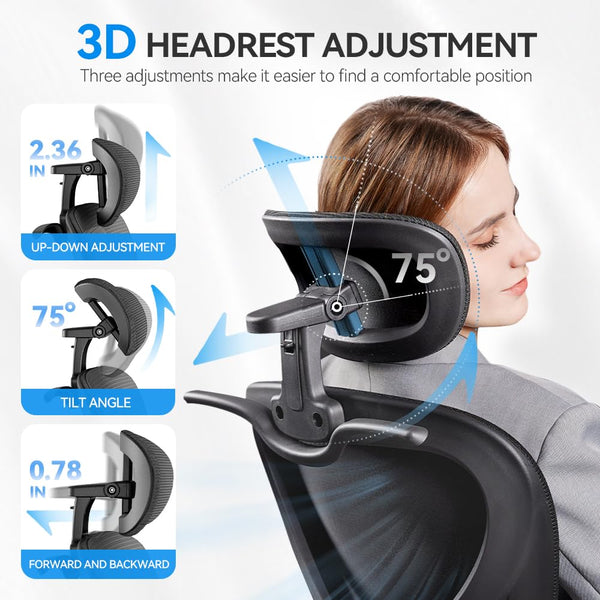Ergonomic Mesh Office Chair with Headrest & Adjustable Lumbar Support