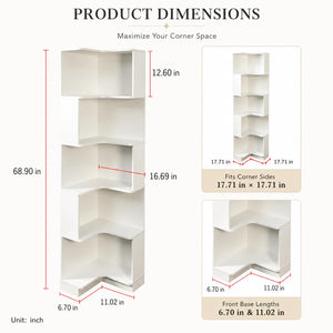 6-Tier Corner Bookshelf with LED Lights