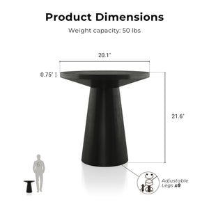 Round Pedestal End Table – Solid Rubberwood