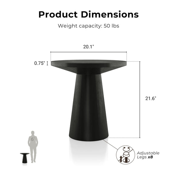 Round Pedestal End Table – Solid Rubberwood
